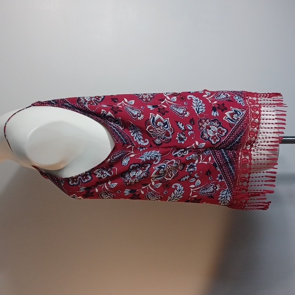 SMALL flower print adjustable straps, ribbon tie, sleveless tank halter top SOHO - Picture 3 of 16